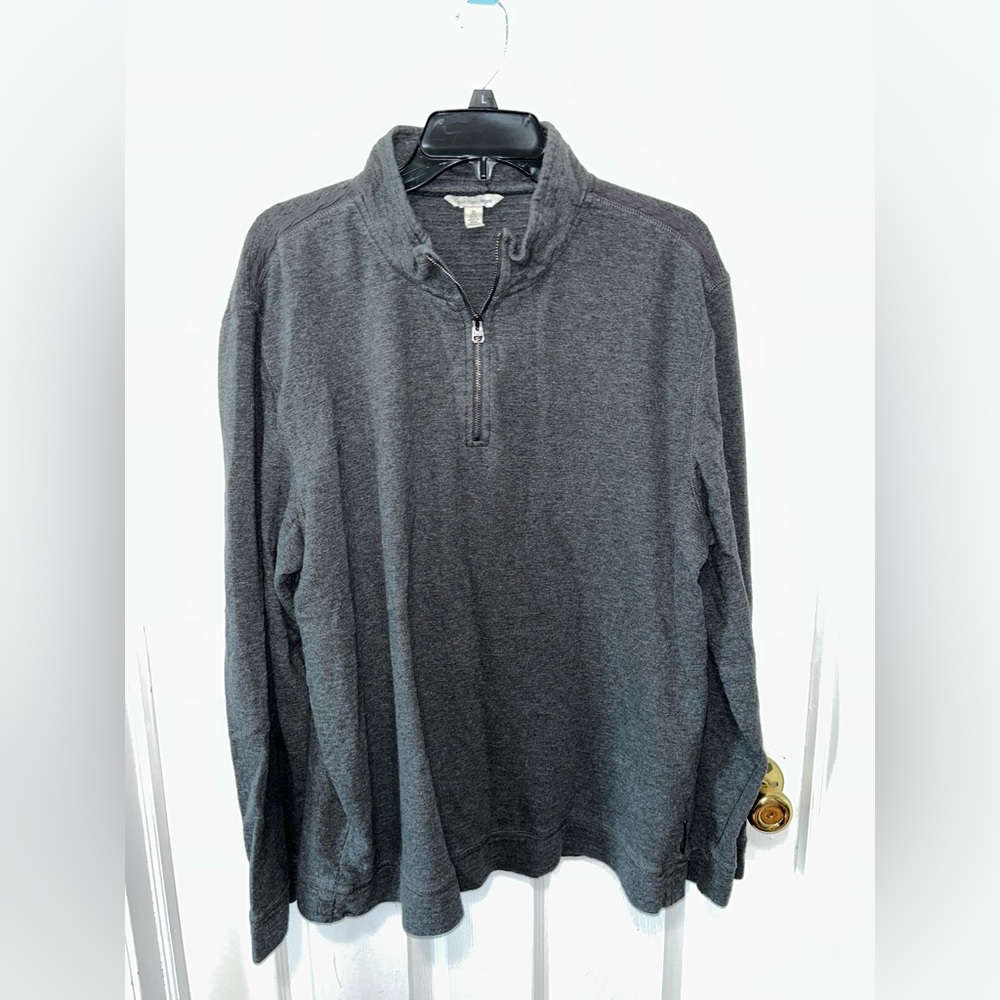 Calvin Klein Jeans Mens 1/4-Zip Pullover Sweatshirt Charcoal Heather XL